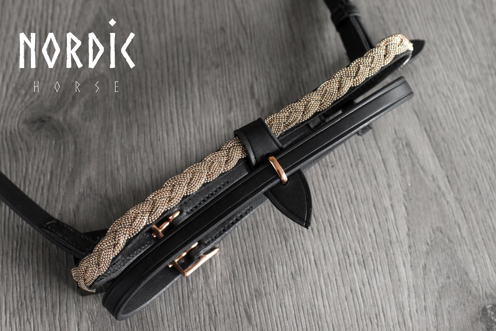Enskur reiðmúll með fléttu - Rosegold